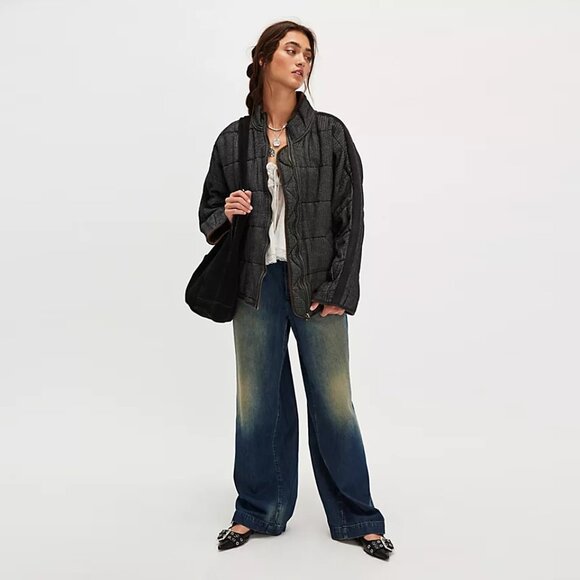 Free People Dolman Quilted Textured Denim Jacket NWT - Picture 5 of 9